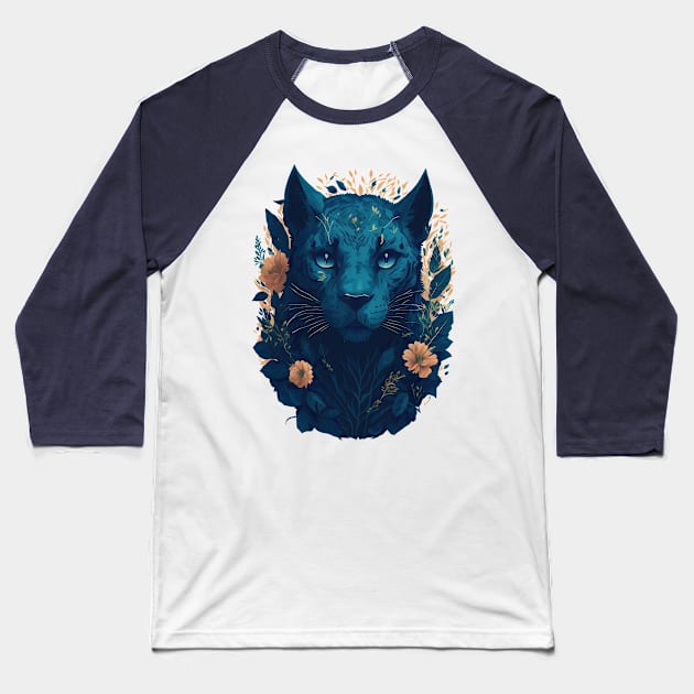 Panther with flowers Baseball T-Shirt by Javisolarte